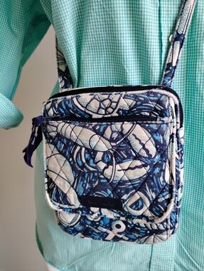 Vera Bradley Crossbody Bag Blue White Lobster Coastal Beach Seaside Shells Sz Sm